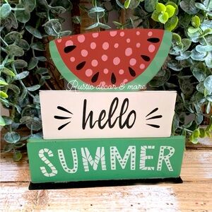 Hello Summer Wood Watermelon Sign